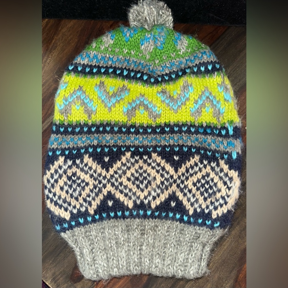 Vintage Charter Club Gray Green Blue Winter Knit Hat, Unisex